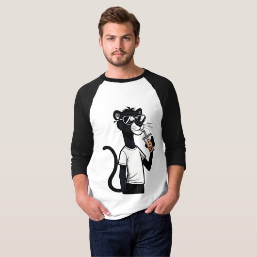 Cool Panther Graphic T-shirt – Funny Bubble Tea Sh (Voorkant volledig)