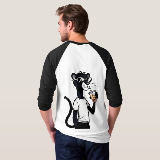 Cool Panther Graphic T-shirt – Funny Bubble Tea Sh (Achterkant volledig)