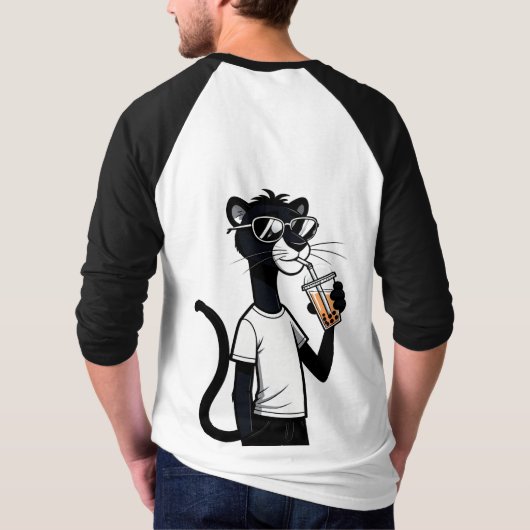 Cool Panther Graphic T-shirt – Funny Bubble Tea Sh (Achterkant)