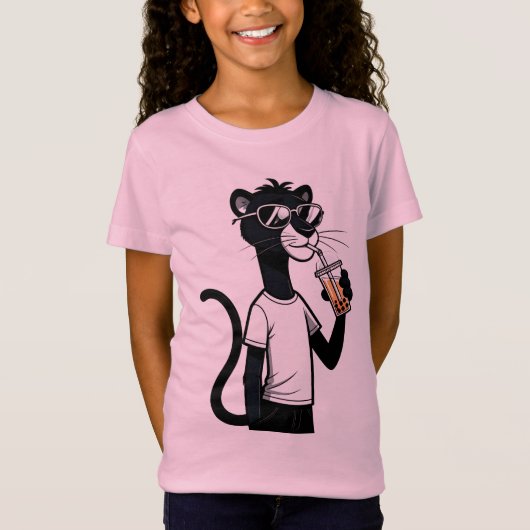 Cool Panther Graphic T-shirt – Funny Bubble Tea Sh (Voorkant)
