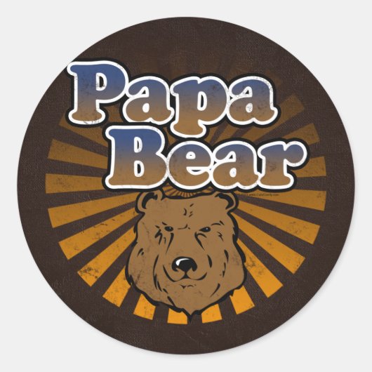 Cool Papa-Beer, bruin/blauw/goudpap Gift Ronde Sticker (Voorkant)