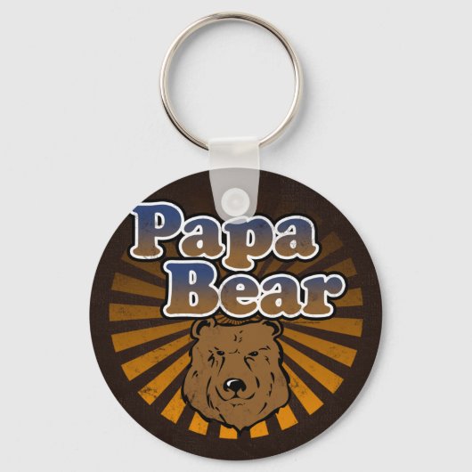Cool Papa-Beer, bruin/blauw/goudpap Gift Sleutelhanger (Voorkant)