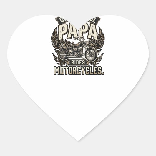 Cool Papa Motorfiets Vintage Biker Hart Sticker (Voorkant)