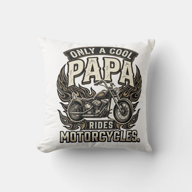 Cool Papa Motorfiets Vintage Biker Kussen (Voorkant)