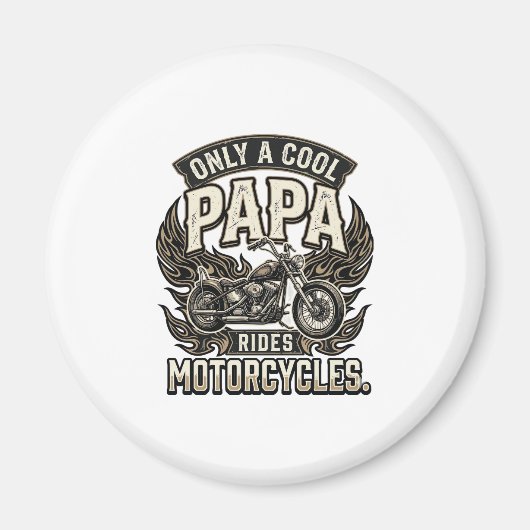 Cool Papa Motorfiets Vintage Biker Magneet (Voorkant)