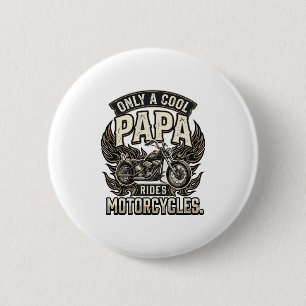 Cool Papa Motorfiets Vintage Biker Ronde Button 5,7 Cm