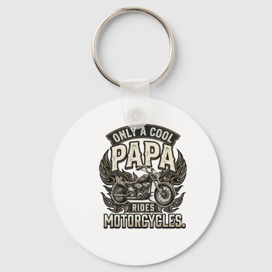 Cool Papa Motorfiets Vintage Biker Sleutelhanger (Voorkant)