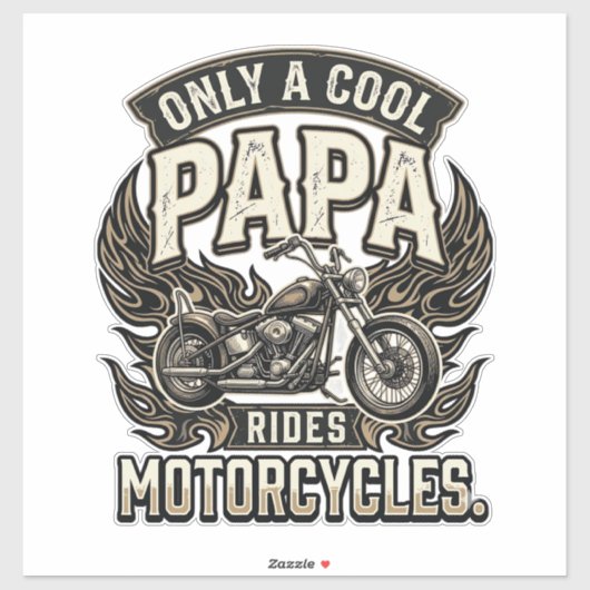 Cool Papa Motorfiets Vintage Biker Sticker (Vel)