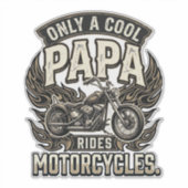Cool Papa Motorfiets Vintage Biker Sticker (Voorkant)