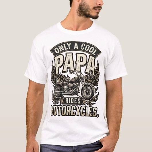 Cool Papa Motorfiets Vintage Biker T-shirt (Voorkant)