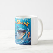 Cool Papa Shark Cartoon Design Koffiemok (Voorkant rechts)