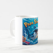 Cool Papa Shark Cartoon Design Koffiemok (Voorkant links)