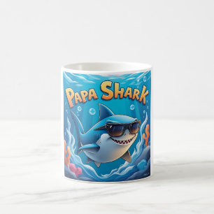 Cool Papa Shark Cartoon Design Koffiemok