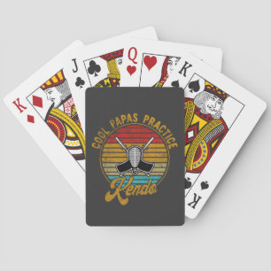 Cool Papas oefenen Kendo Retro Vintage jaren 70 Pokerkaarten