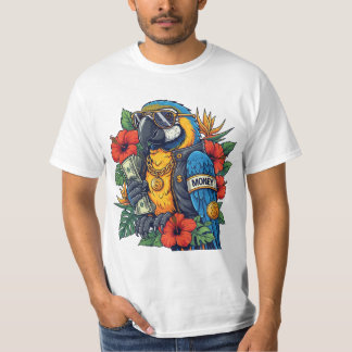 Cool Papegaai met Cash – Tropische Rijke Vibes T-S T-shirt