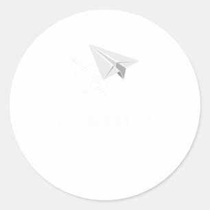 Cool Paper Airplane Expert Funny Origami Plane Ronde Sticker