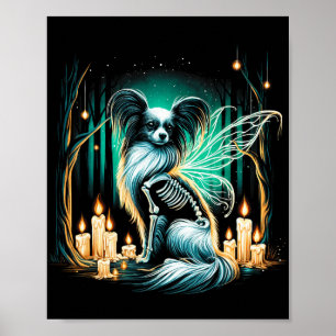 Cool Papillon Hond Skelet Halloween Hond Mama Pa C Poster