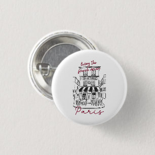 Cool Parijs Café – Iconisch Parijs Café Trotoir Ronde Button 3,2 Cm