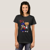 Cool Parisian Teddy Bear in Pari Eiffel Tower Outf T-shirt (Voorkant volledig)
