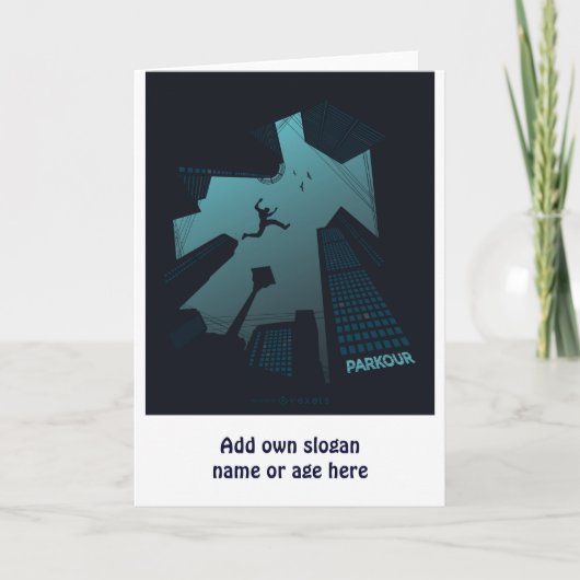 Cool PARKOUR Teen Graphics Building Roof Jumping Kaart (Voorkant)