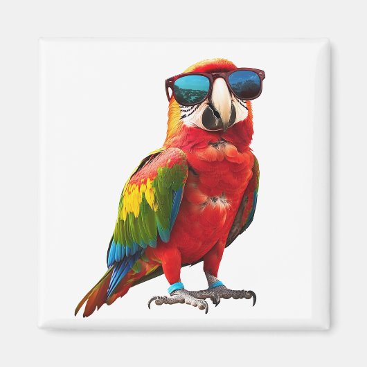 Cool Parrot met zonnebril Magneet (Voorkant)
