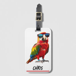 Cool Parrot met zonnebril met naam Bagagelabel