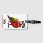 Cool Parrot met zonnebril met naam Bagagelabel (Voorkant (horizontaal))