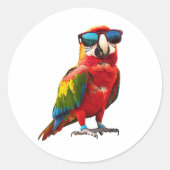 Cool Parrot met zonnebril Ronde Sticker (Voorkant)