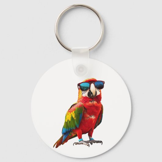 Cool Parrot met zonnebril Sleutelhanger (Voorkant)