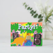 Cool Party DJ Dinosaur Briefkaart (Staand voorkant)