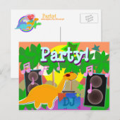 Cool Party DJ Dinosaur Briefkaart (Voorkant / Achterkant)