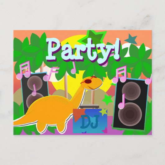 Cool Party DJ Dinosaur Briefkaart (Voorkant)