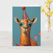 Cool Party Llama Wenskaart Kaart (Gele Bloem)