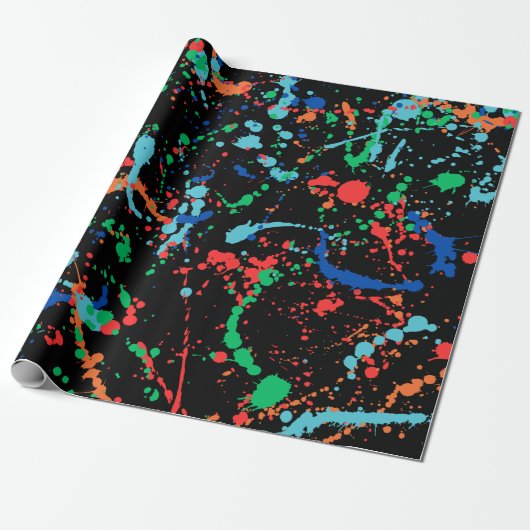 Cool Party Paint spettert inpakpapier (Uitgerold)