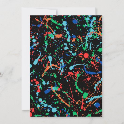 Cool Party Paint Splashes Uitnodiging (Voorkant)