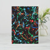 Cool Party Paint Splashes Uitnodiging (Staand voorkant)