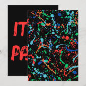 Cool Party Paint Splashes Uitnodiging (Voorkant / Achterkant)