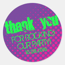 Cool Party Rock Halftone Sticker Paars en roze