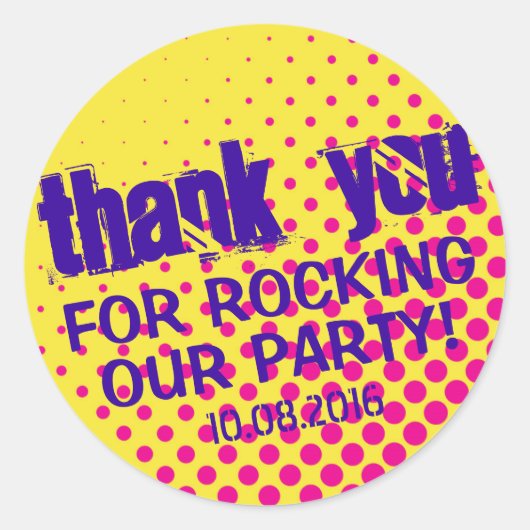 Cool Party Rock Halftone Sticker Yellow and Pink (Voorkant)