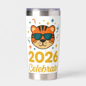 Cool Party Tiger Geïsoleerde Drinkbeker (Achterkant)