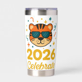 Cool Party Tiger Geïsoleerde Drinkbeker (Voorkant)