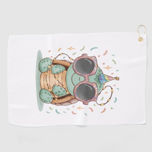 Cool Party Turtle Golfhanddoek (Horizontaal)