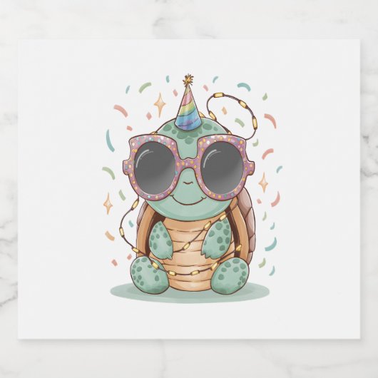 Cool Party Turtle Sparkling Wijnetiket (Enkel label)