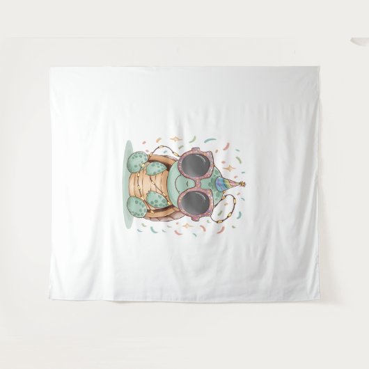 Cool Party Turtle Wandkleed (Voorkant (horizontaal))