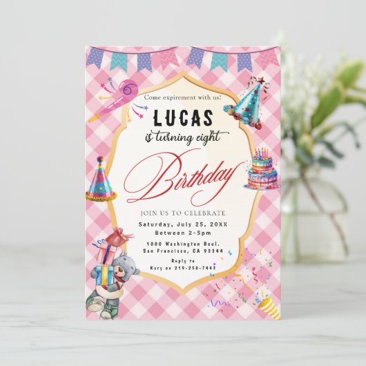 COOL Party Verjaardag Uitnodiging (Staand voorkant)