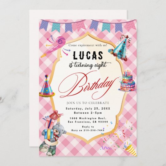 COOL Party Verjaardag Uitnodiging (Voorkant / Achterkant)