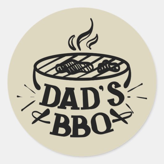 Cool Pa's BBQ woord art Ronde Sticker (Voorkant)