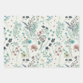 Cool Pastel Blauw & Crème Rustieke Waterverf Bloem Inpakpapier Vel (Voorkant 3)