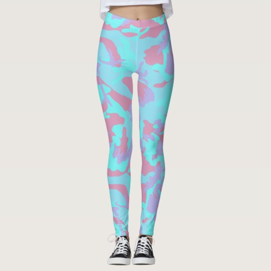 Cool Pastel Camo Pattern Leggings (Voorkant)