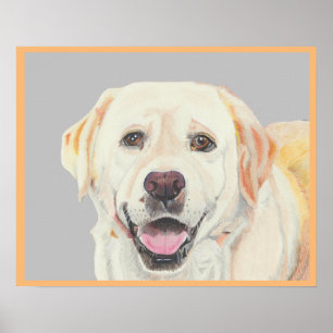 Cool Pastel Drawing Yellow Lab Poster